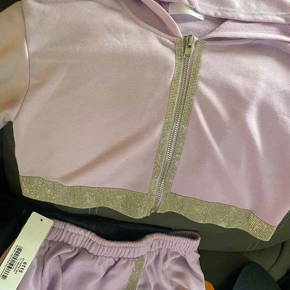 New lavender, hooded bling set shorts top medium large - Picture 9 of 9